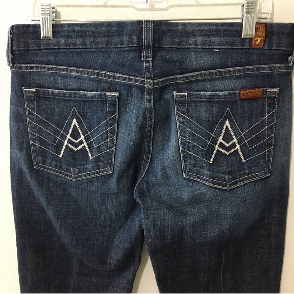 7 For All Mankind Dark Blue Boot Cut Jeans - Picture 6 of 9